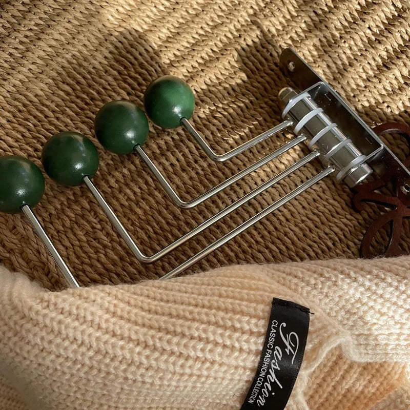 SUENTA Retro Wandhakenregal aus Edelstahl – Creme, 3 oder 4 Haken 4 Haken Dunkelgrün