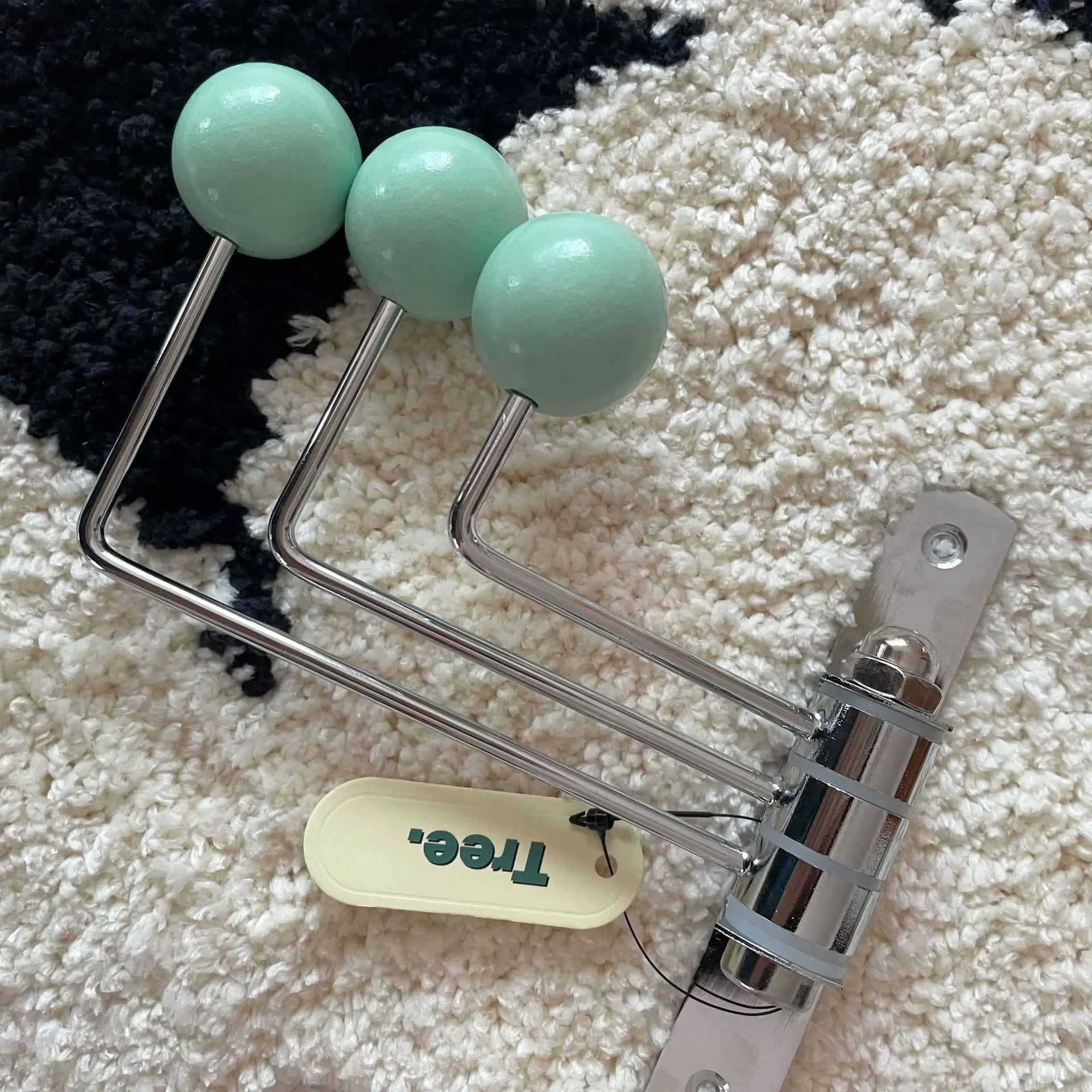 SUENTA Retro Wandhakenregal aus Edelstahl – Creme, 3 oder 4 Haken 3 Haken Grün