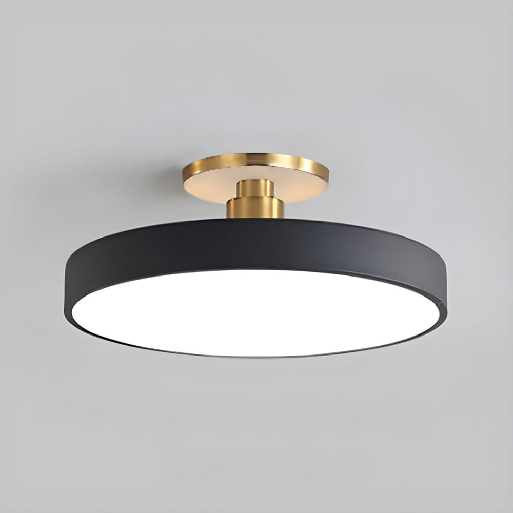 SUENTA Runde LED Deckenleuchte Halbbündig Metall Acryl 50 cm Schwarz
