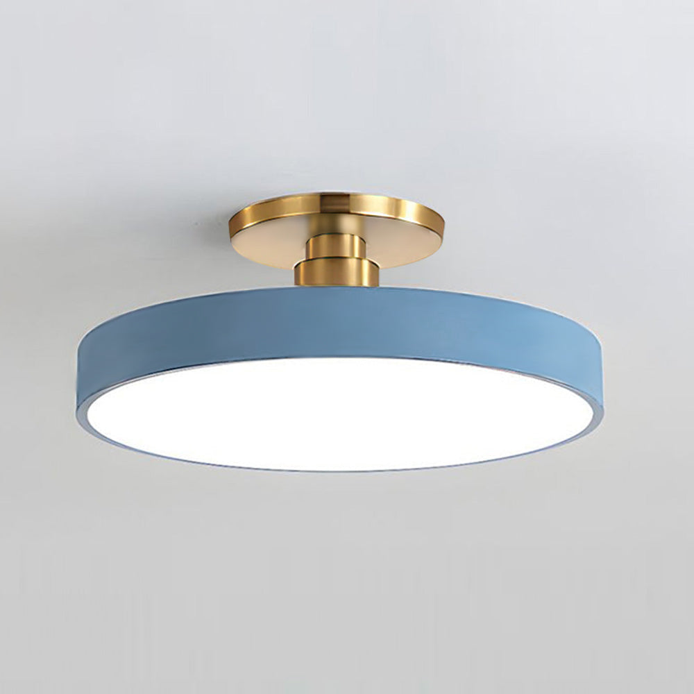 SUENTA Runde LED Deckenleuchte Halbbündig Metall Acryl 50 cm Blau