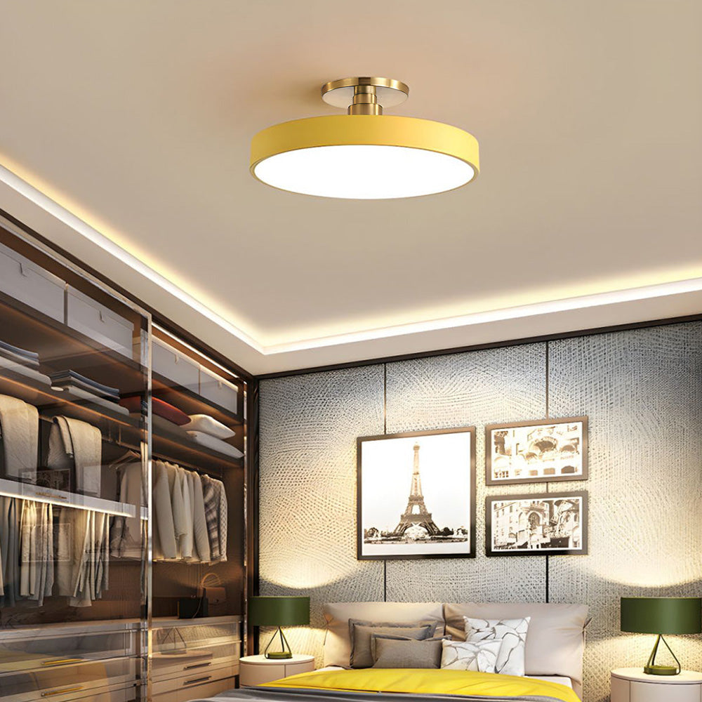 SUENTA Runde LED Deckenleuchte Halbbündig Metall Acryl 50 cm Gelb