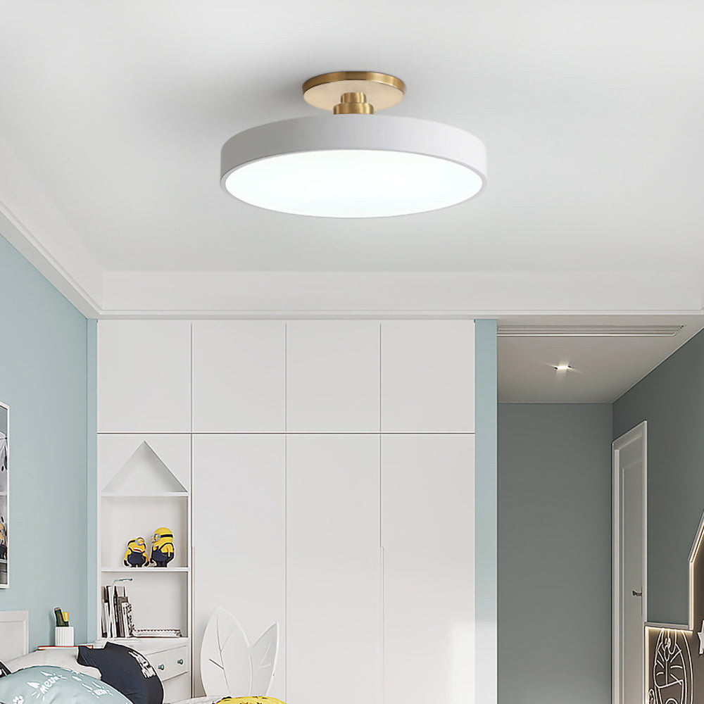 SUENTA Runde LED Deckenleuchte Halbbündig Metall Acryl 50 cm Weiß