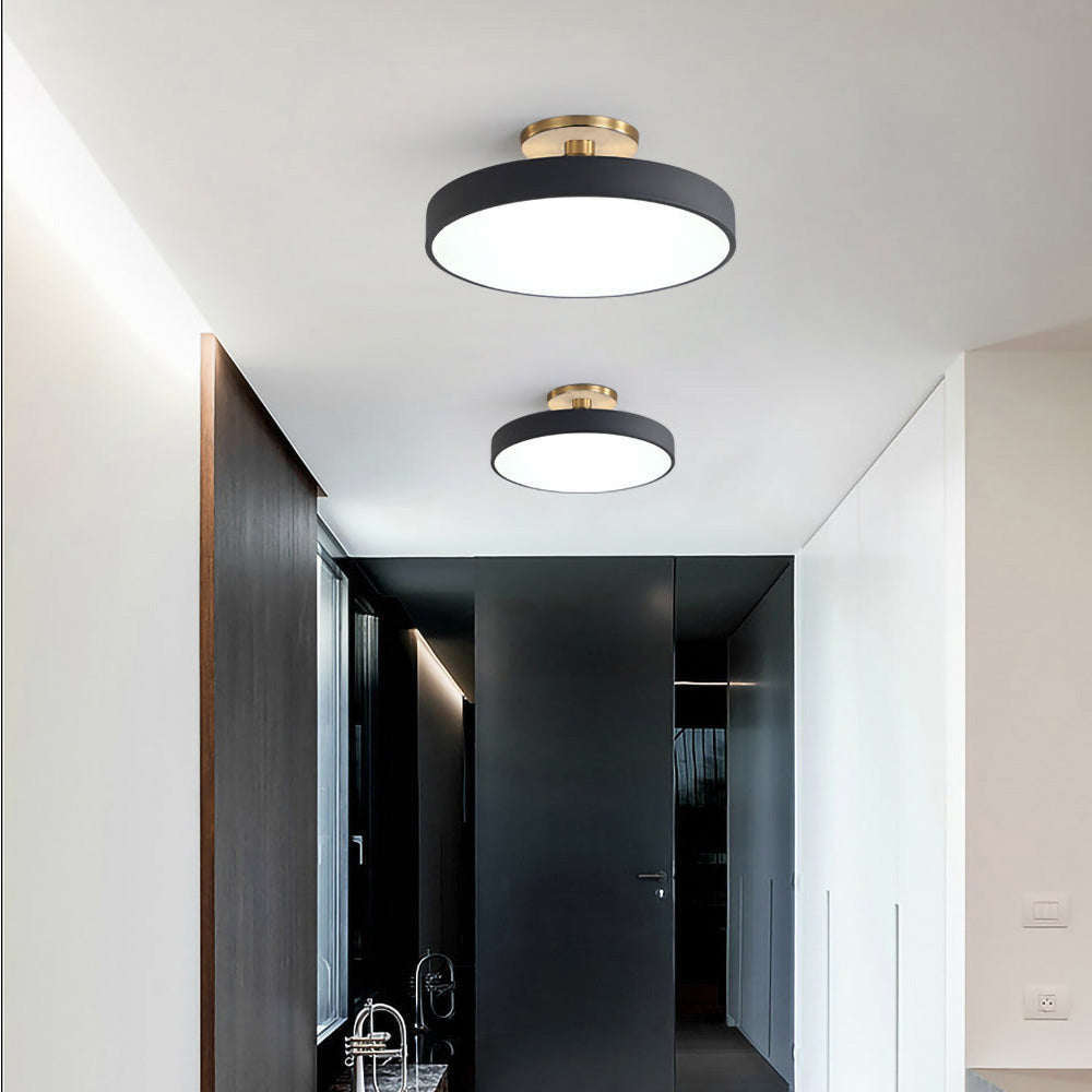 SUENTA Runde LED Deckenleuchte Halbbündig Metall Acryl 50 cm Schwarz T50cm*H13cm-36W
