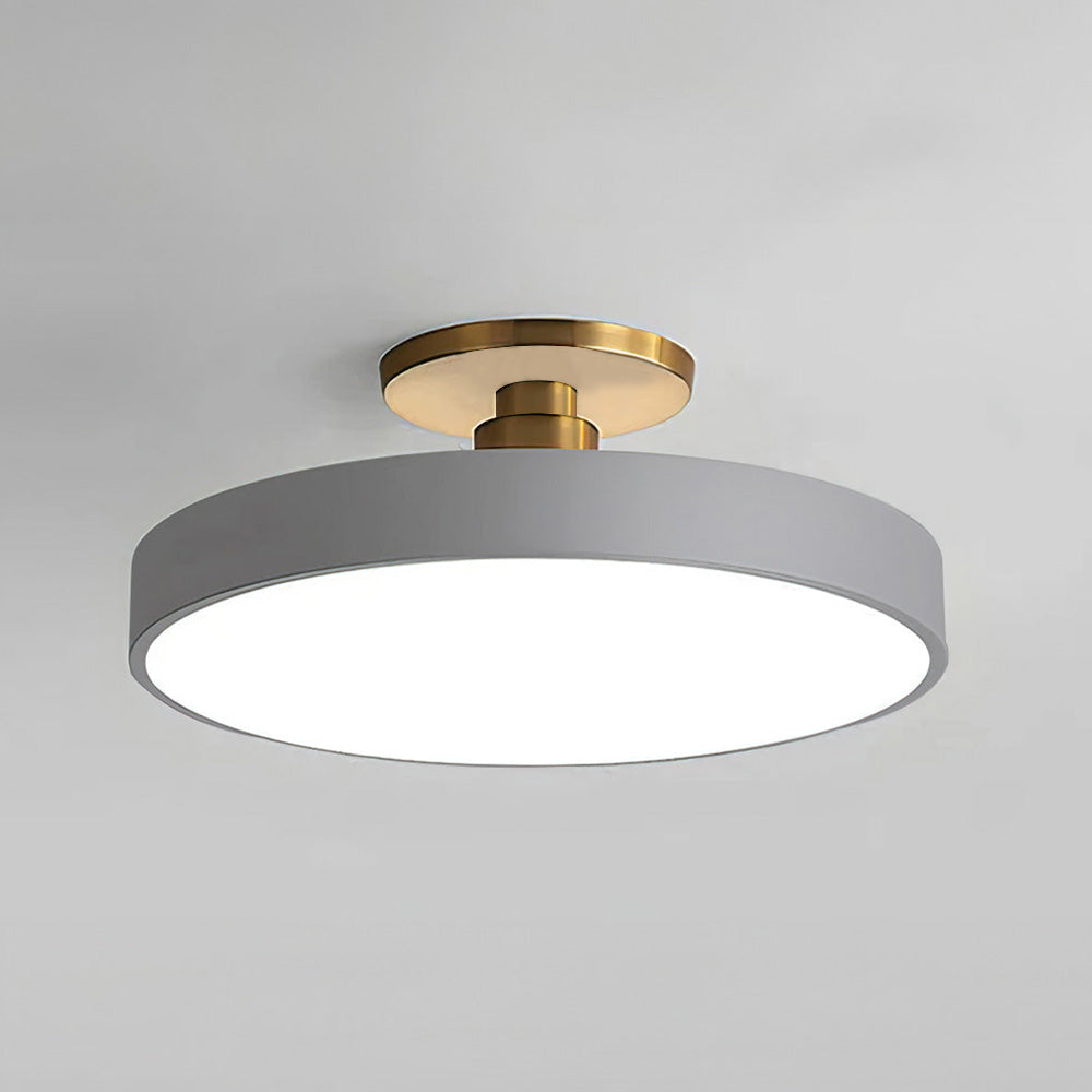 SUENTA Runde LED Deckenleuchte Halbbündig Metall Acryl 50 cm Grau