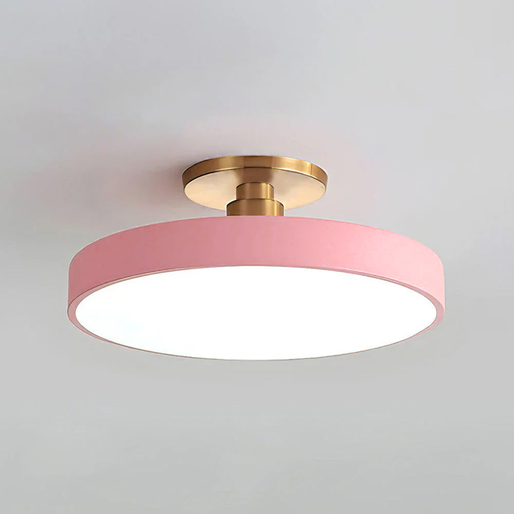 SUENTA Runde LED Deckenleuchte Halbbündig Metall Acryl 50 cm Rosa