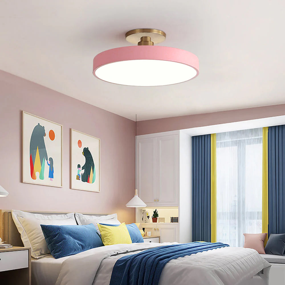 SUENTA Runde LED Deckenleuchte Halbbündig Metall Acryl 50 cm Rosa T40cm*H13cm-24W