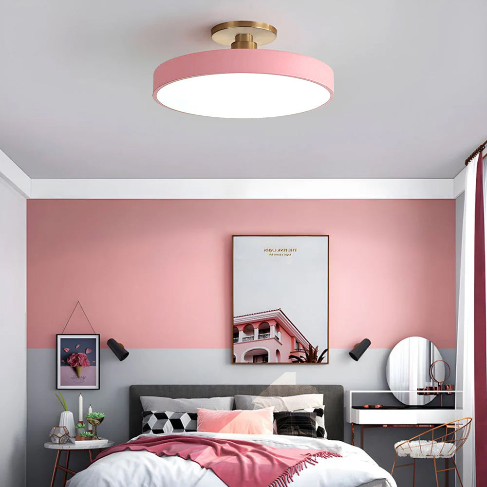 SUENTA Runde LED Deckenleuchte Halbbündig Metall Acryl 50 cm Rosa T50cm*H13cm-36W