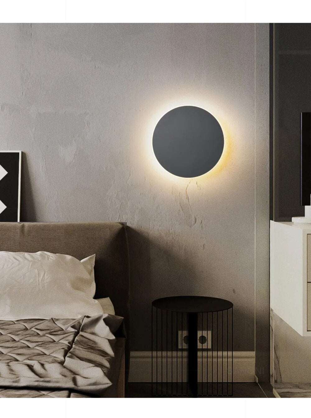 SUENTA Runde LED Wandleuchte Moderne Beleuchtung Für Wohnräume 30cm Schwarz