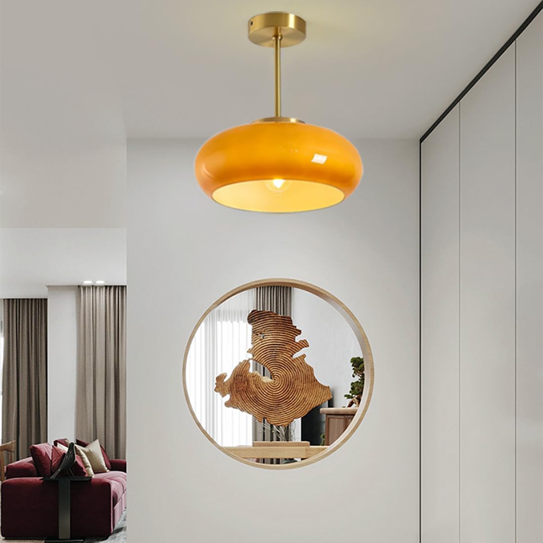 SUENTA Runde Vintage Deckenleuchte Aus Glas Für Wohnzimmer