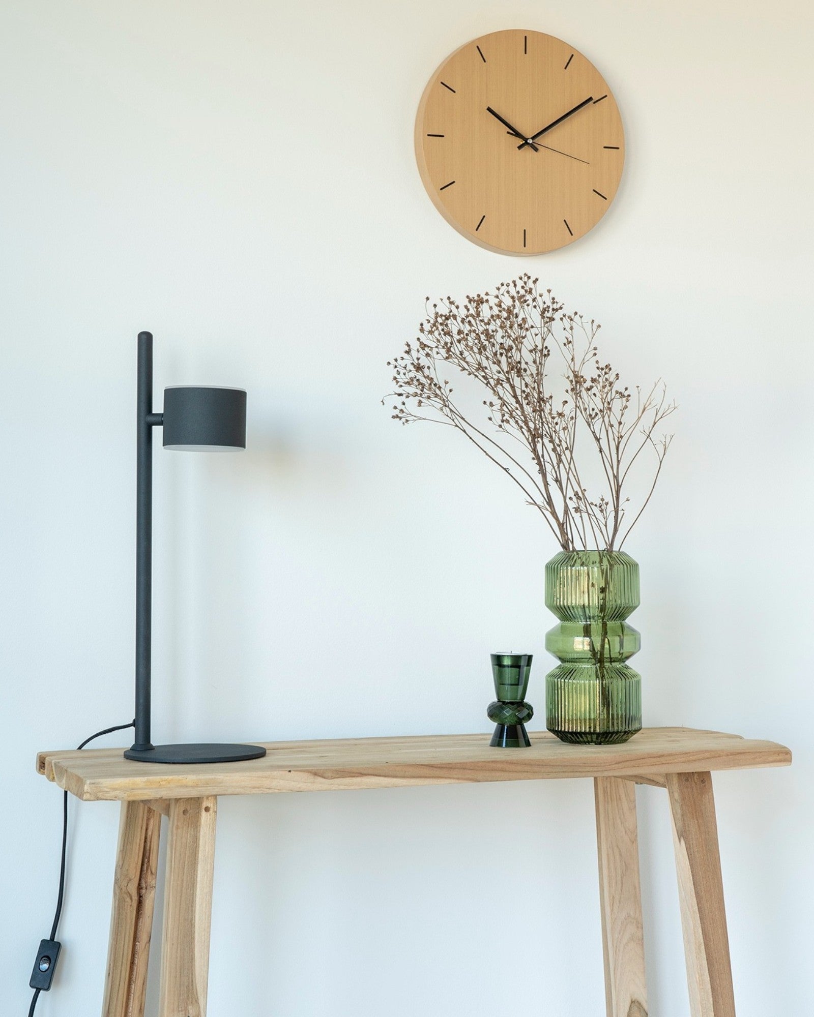 SUENTA Runde Wanduhr Holz und Stahl – 30 cm Modernes Design