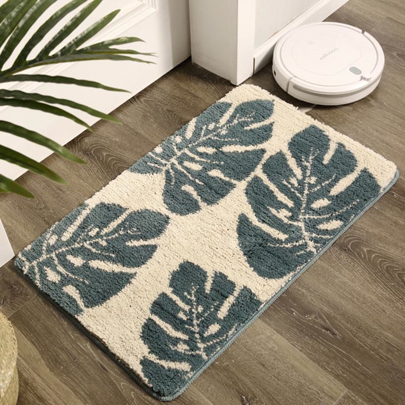 SUENTA Rutschfester Badezimmerteppich Mit Blattmuster Für Stil und Komfort 19" x 31