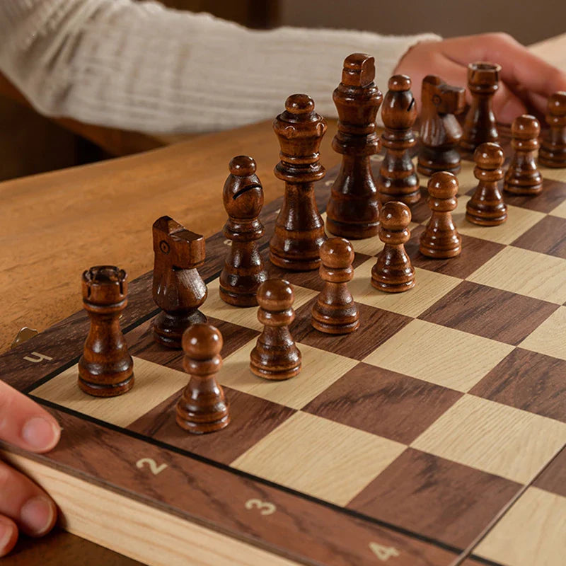 SUENTA Schachspiel Holz Magnetisch Figuren Klappbar Reisen