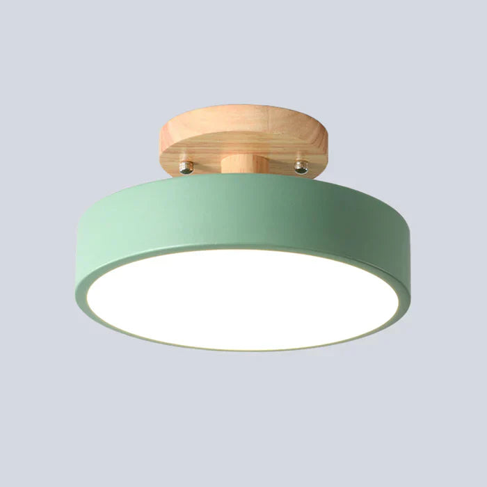 SUENTA Skandinavische LED Deckenleuchte Mit Holzoptik Und Metall Grün