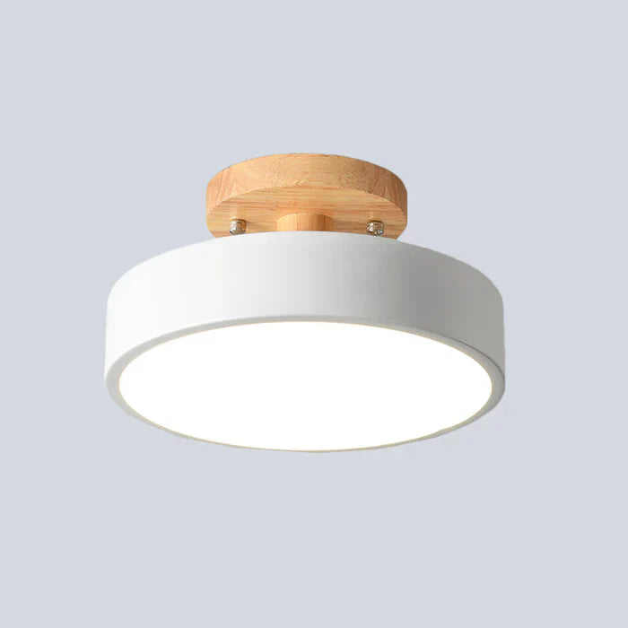 SUENTA Skandinavische LED Deckenleuchte Mit Holzoptik Und Metall
