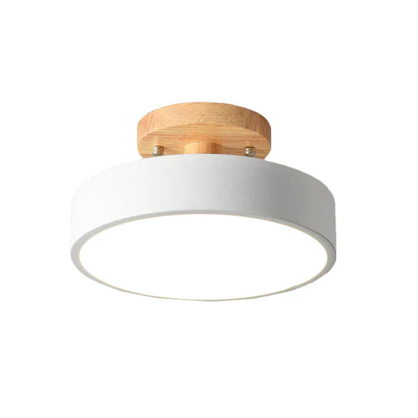 SUENTA Skandinavische LED Deckenleuchte Mit Holzoptik Und Metall Weiß