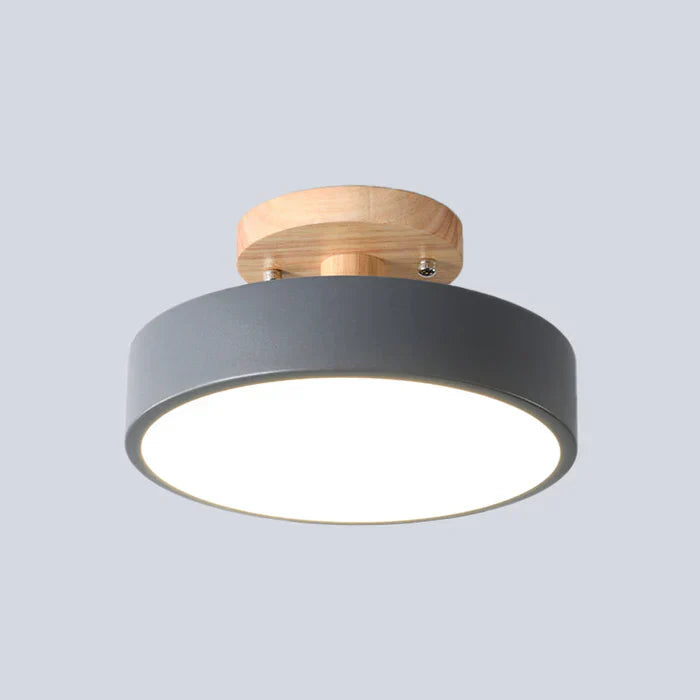 SUENTA Skandinavische LED Deckenleuchte Mit Holzoptik Und Metall