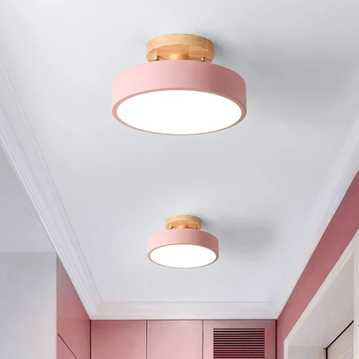 SUENTA Skandinavische LED Deckenleuchte Mit Holzoptik Und Metall