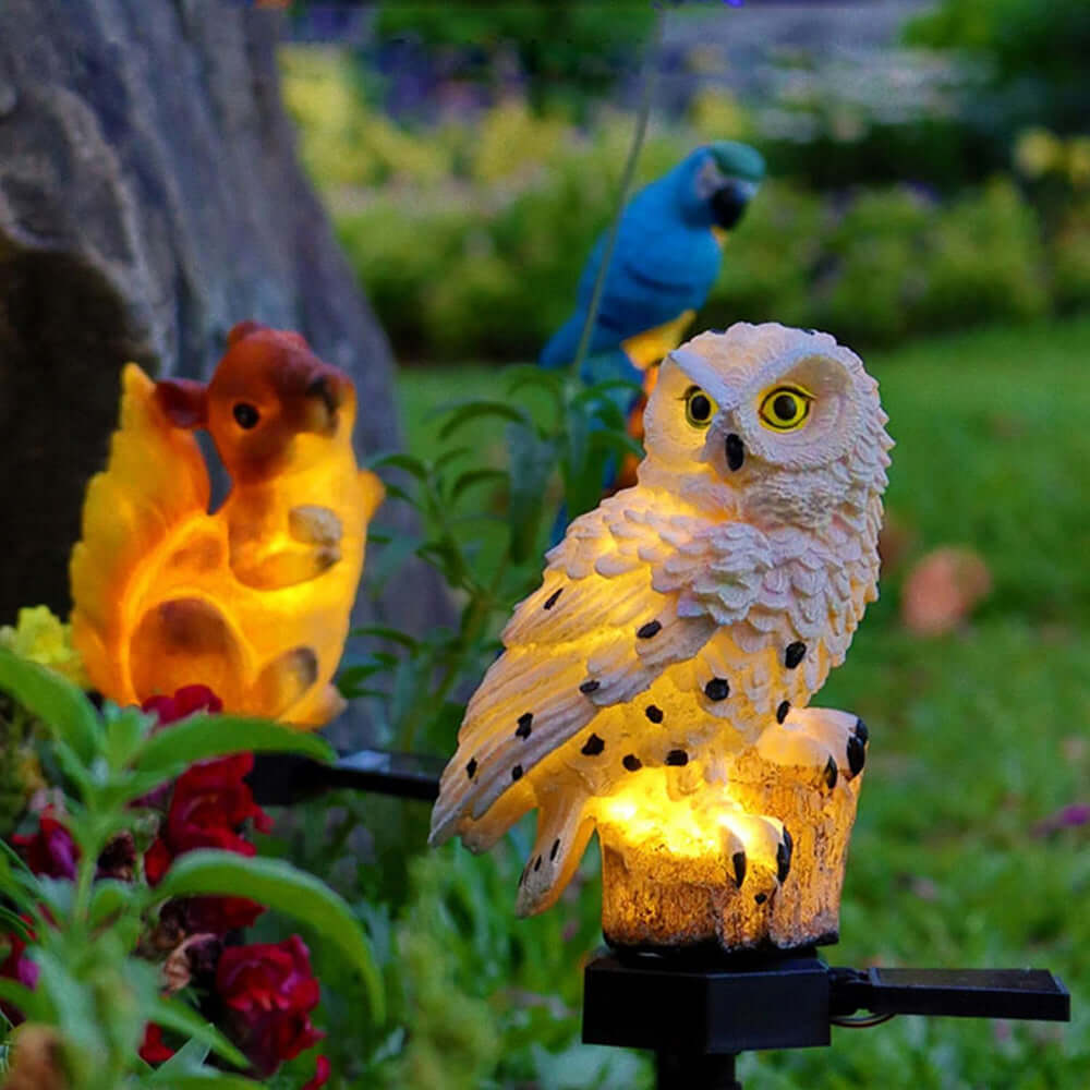 SUENTA Solar Eulenlampen Set Garten Beleuchtung Warmweiß Outdoor