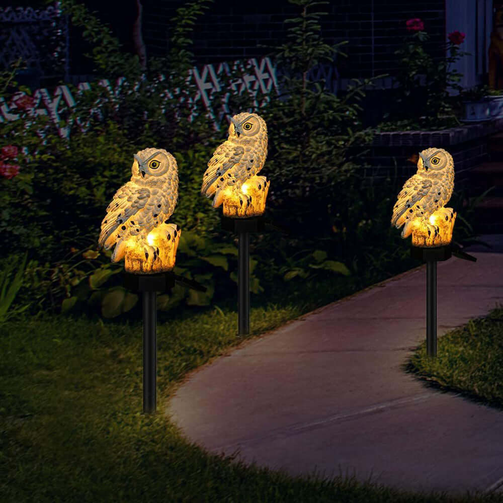 SUENTA Solar Eulenlampen Set Garten Beleuchtung Warmweiß Outdoor
