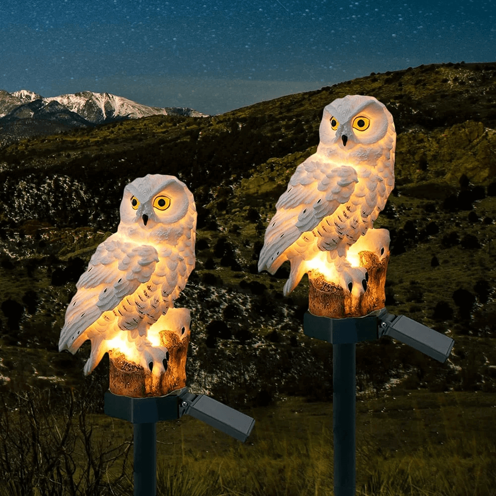 SUENTA Solar Eulenlampen Set Garten Beleuchtung Warmweiß Outdoor