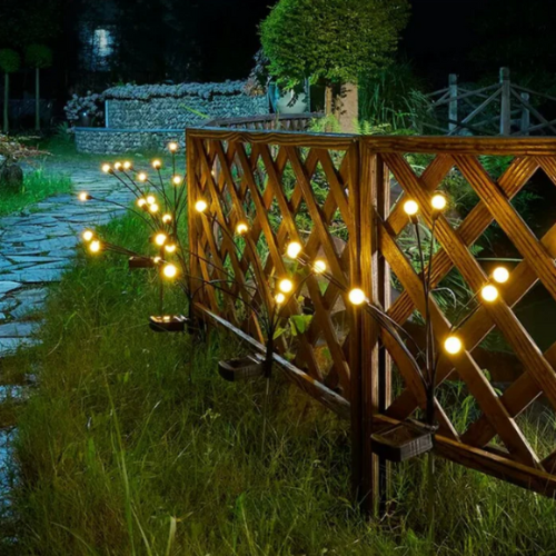 SUENTA Solar Gartenbeleuchtung mit Glühwürmchen-Effekt – Wasserdicht LED Lampe Warmweiß (1+1)