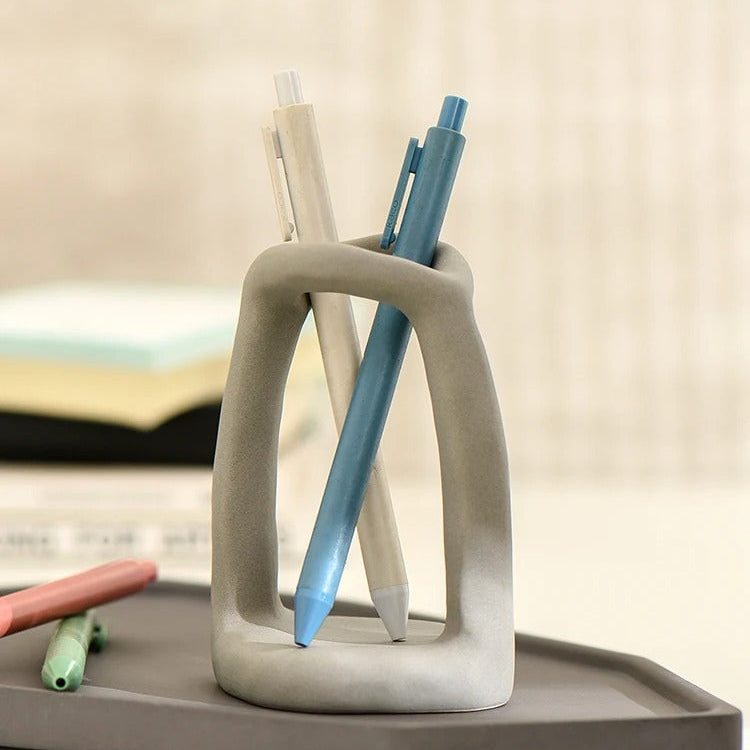 SUENTA Stilvoller Keramik Halter – Minimalistischer Zahnbürsten- und Stifthalter, Weiß