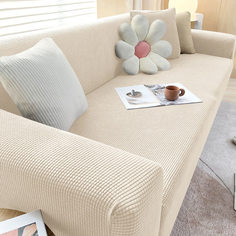 SUENTA Stilvoller Stretch Sofabezug Für Eck Und L Form Sofas Beige Gelb