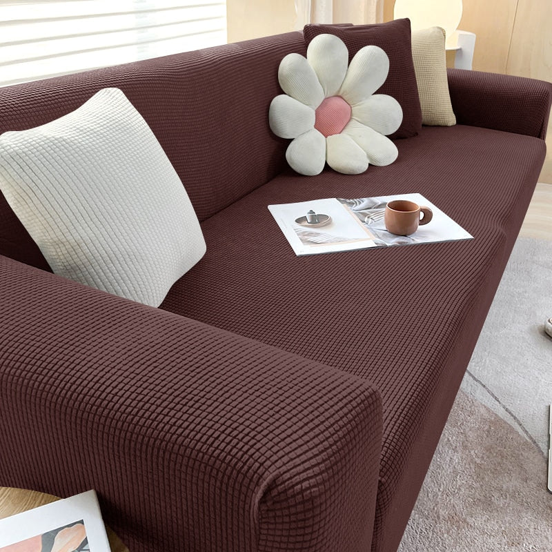 SUENTA Stilvoller Stretch Sofabezug Für Eck Und L Form Sofas Dunkelbraun