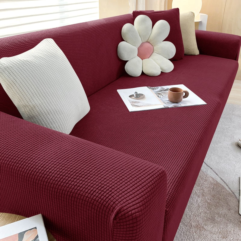 SUENTA Stilvoller Stretch Sofabezug Für Eck Und L Form Sofas Burgund
