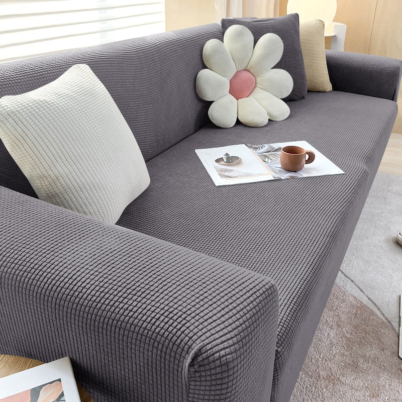 SUENTA Stilvoller Stretch Sofabezug Für Eck Und L Form Sofas Dunkelgrau