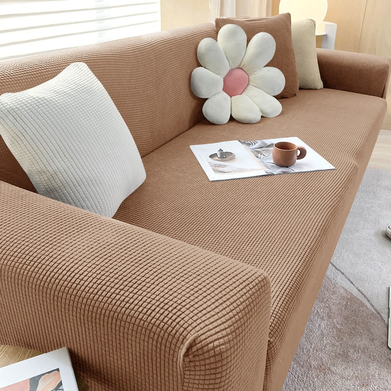 SUENTA Stilvoller Stretch Sofabezug Für Eck Und L Form Sofas Braun