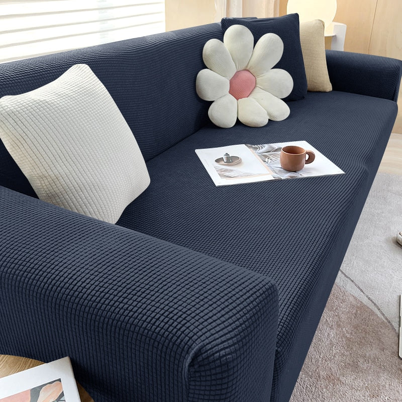 SUENTA Stilvoller Stretch Sofabezug Für Eck Und L Form Sofas Dunkelblau