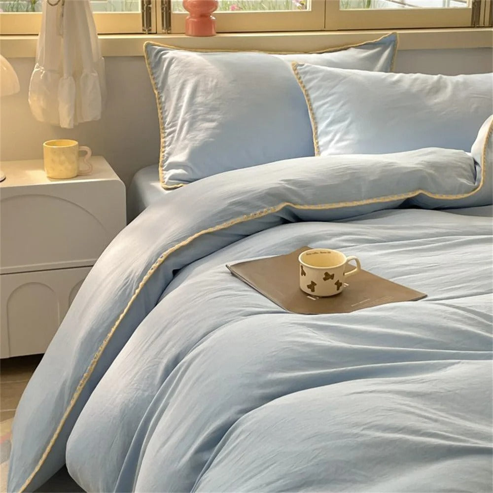 SUENTA Stilvolles Bettwäsche Set aus 100% Polyester – 150x200cm, Grau A Flachbettlaken
