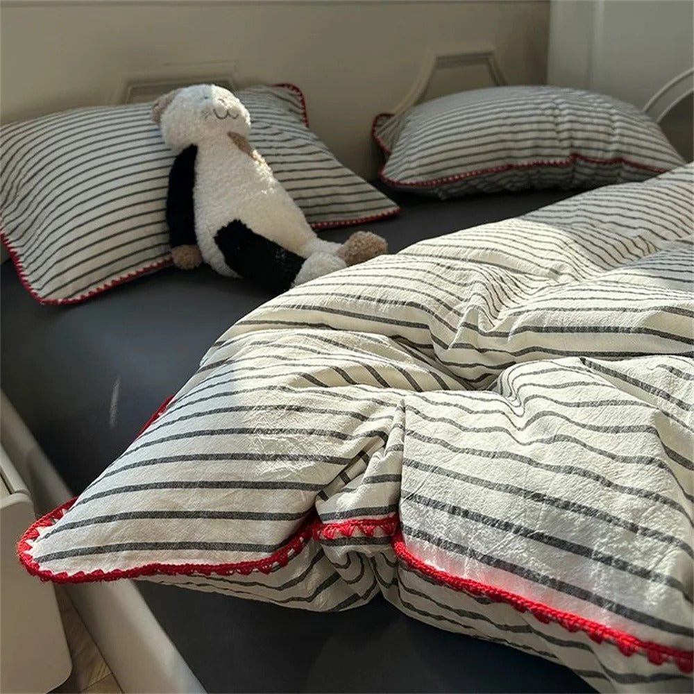 SUENTA Stilvolles Bettwäsche Set aus 100% Polyester – 150x200cm, Grau C Flachbettlaken