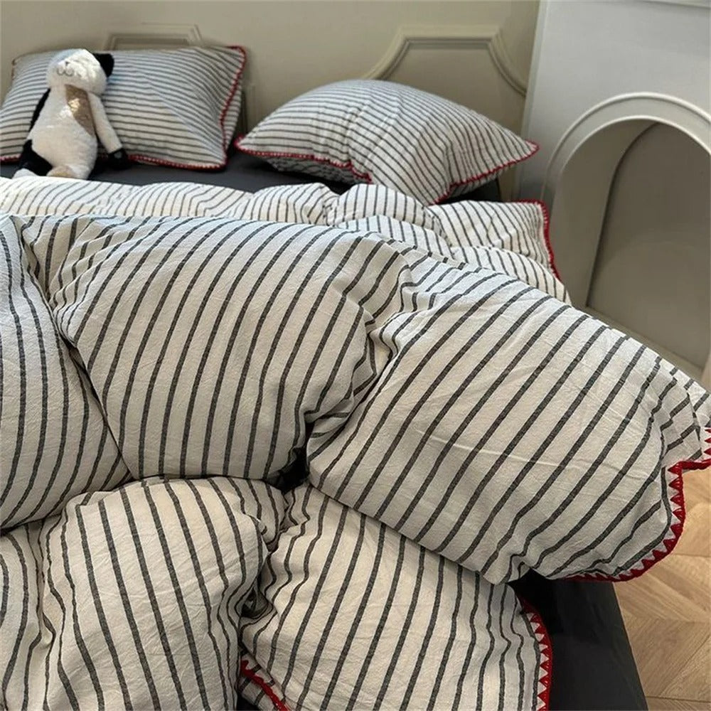 SUENTA Stilvolles Bettwäsche Set aus 100% Polyester – 150x200cm, Grau