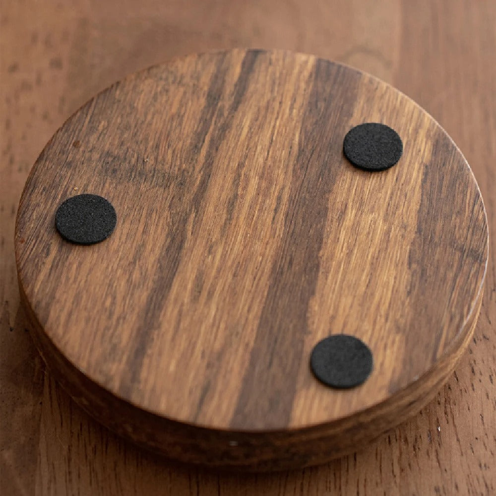 SUENTA Teelichthalter aus Glas mit Bambusbasis – Klassisches Design 10x15 cm