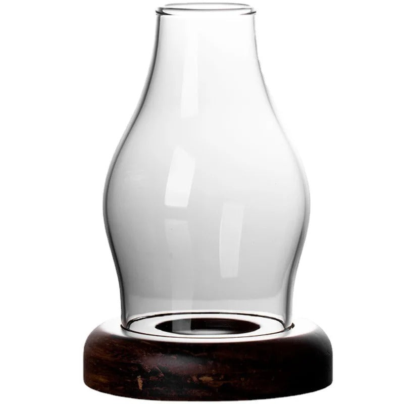 SUENTA Teelichthalter aus Glas mit Bambusbasis – Klassisches Design 10x15 cm