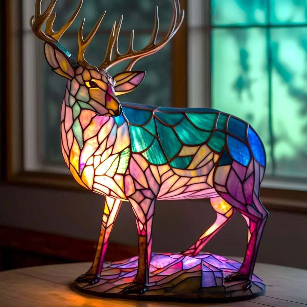 SUENTA Tierinspirierte Tischlampe aus Harz und Glas – 30 cm hoch
