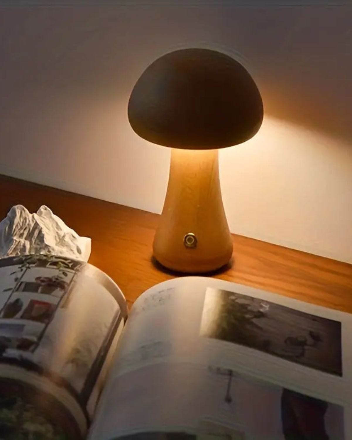 SUENTA Tischlampe im Pilzdesign aus Holz – Minimalistisch und Elegant