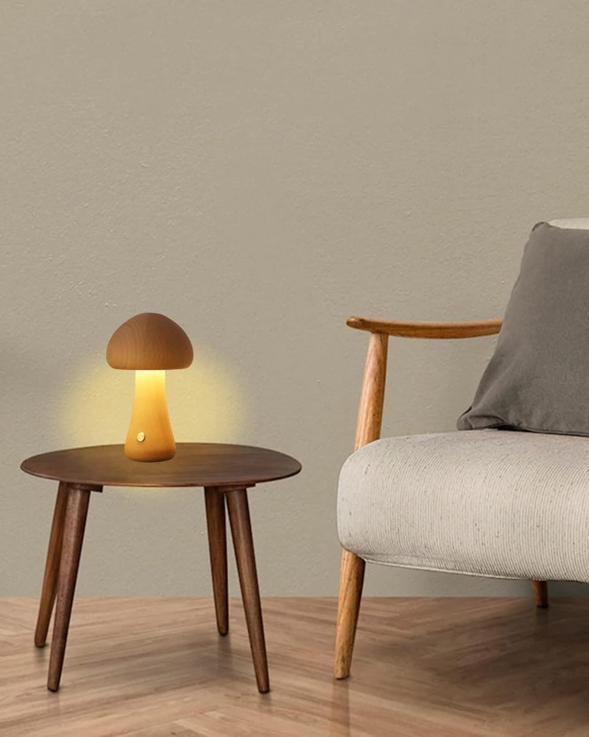 SUENTA Tischlampe im Pilzdesign aus Holz – Minimalistisch und Elegant
