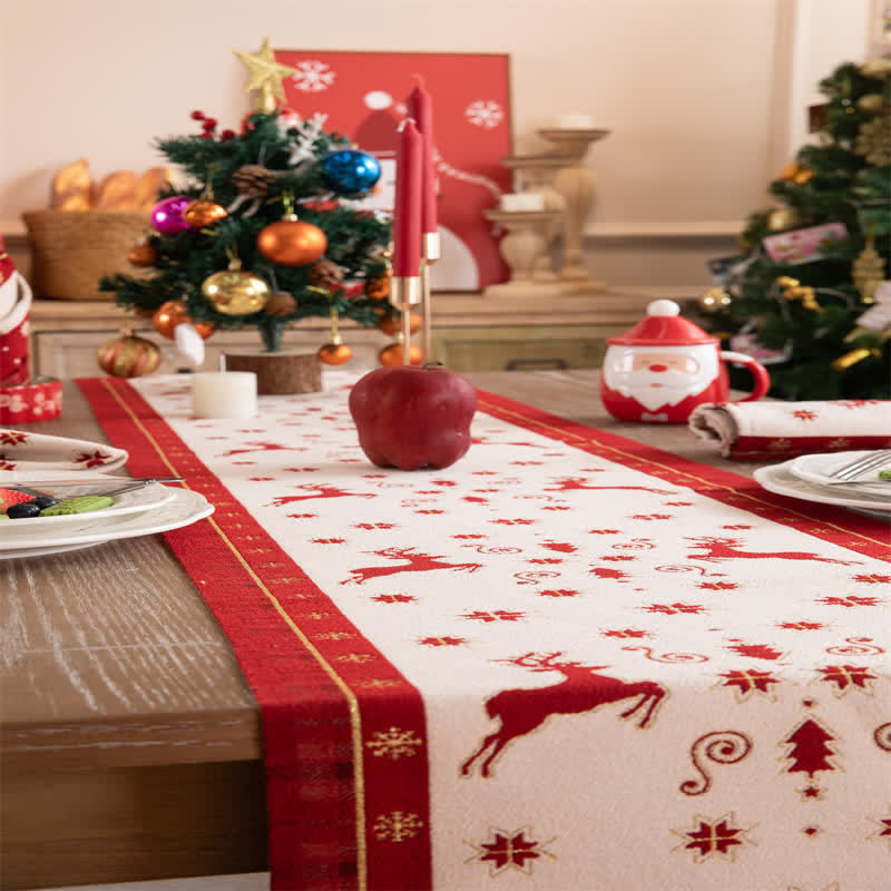 SUENTA Tischläufer Festliche Weihnachtsdeko Mit Quasten Für Gäste
