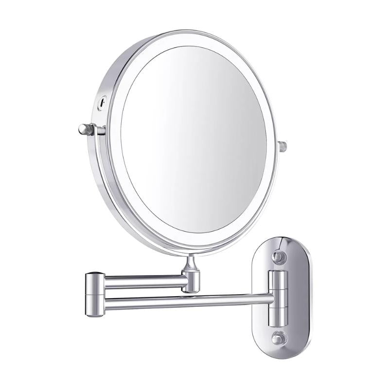 SUENTA Verstellbarer LED Kosmetikspiegel Mit Vergrößerung Chrom Silber