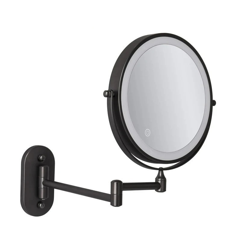 SUENTA Verstellbarer LED Kosmetikspiegel Mit Vergrößerung Chrom Schwarz