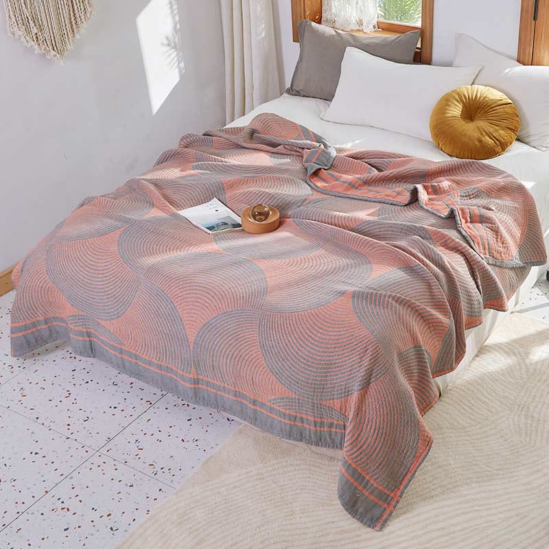 SUENTA Vierlagige Musselin Decke Schnelltrocknend Atmungsaktiv Orange