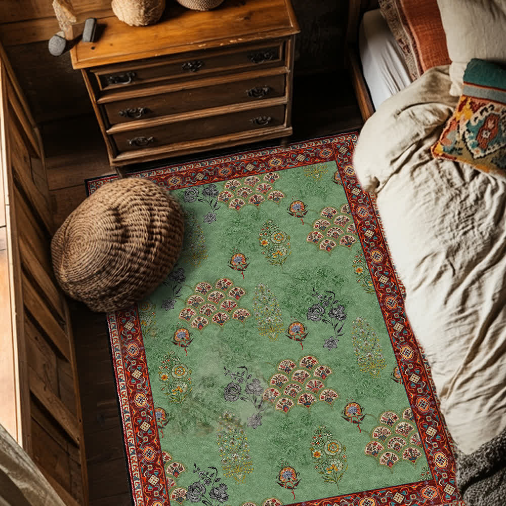 SUENTA Vintage Blumen Teppich für Gemütliches Zuhause Rutschfest 60" x 96