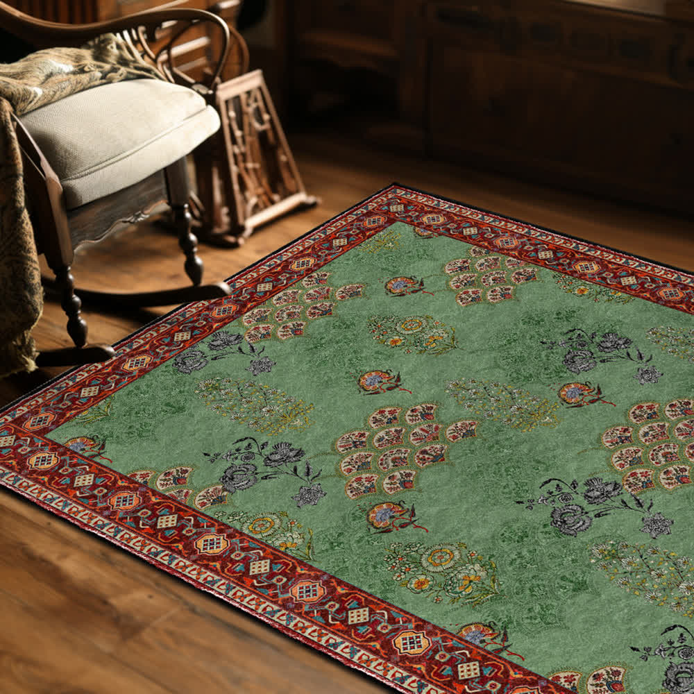 SUENTA Vintage Blumen Teppich für Gemütliches Zuhause Rutschfest