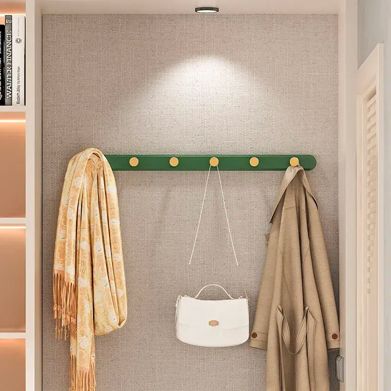 SUENTA Vintage Grüne Wandgarderobe mit 4-6 Haken – Praktisches Garderobenpaneel 6 Haken: 60 cm (L) x 4 cm (H)