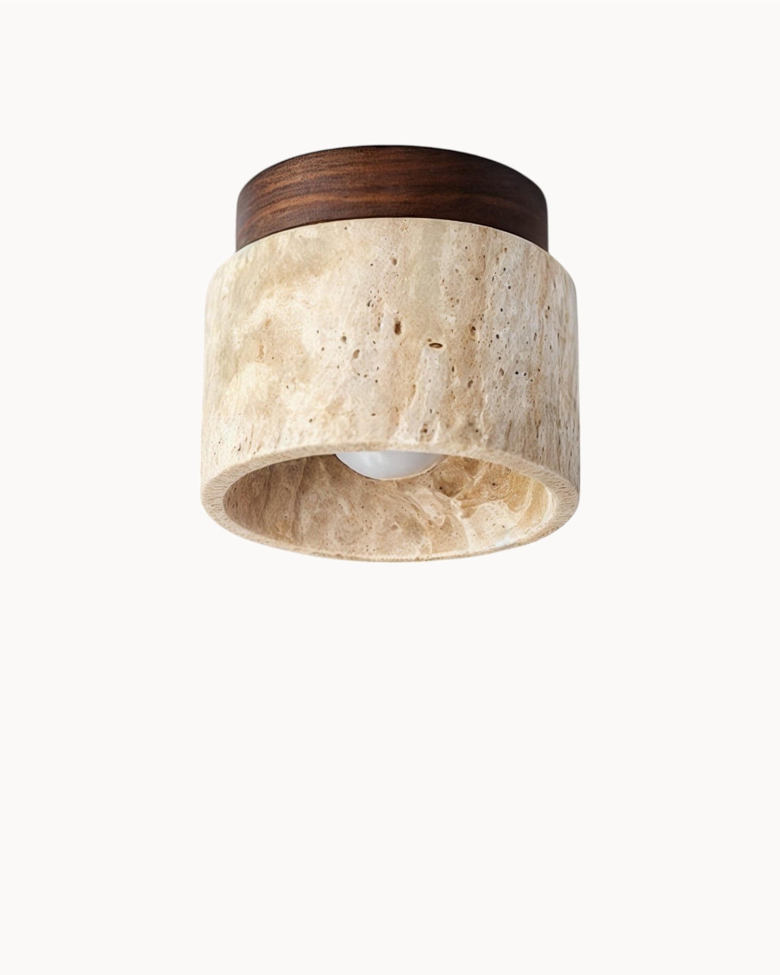 SUENTA Wabi-Sabi Deckenleuchte aus Holz in Khaki – Retro Design für Wohnzimmer Walnuss-Sockel
