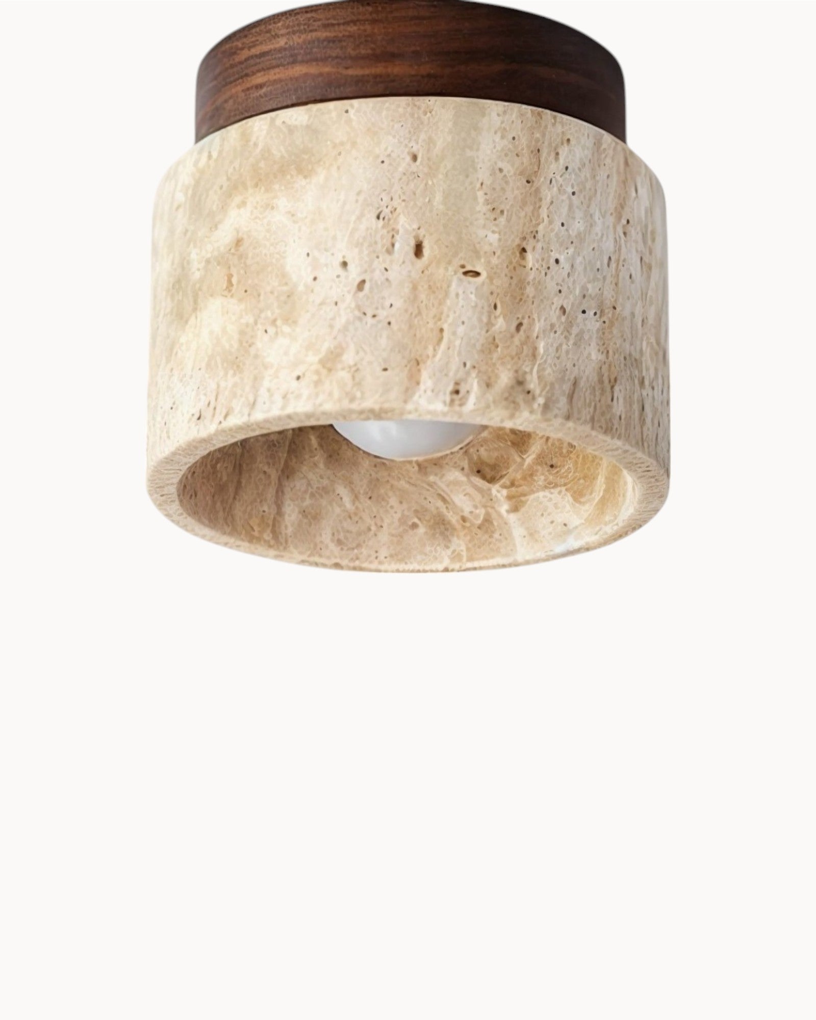 SUENTA Wabi-Sabi Deckenleuchte aus Holz in Khaki – Retro Design für Wohnzimmer