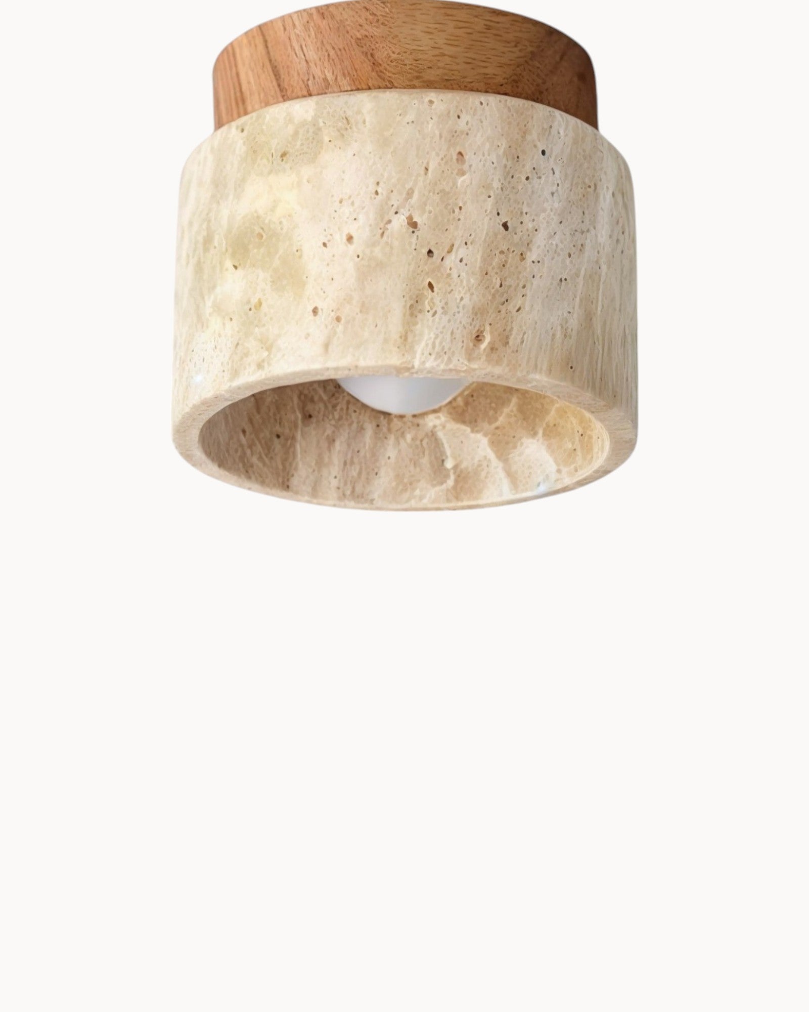 SUENTA Wabi-Sabi Deckenleuchte aus Holz in Khaki – Retro Design für Wohnzimmer